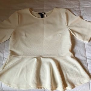 Off white short sleeved peplum top